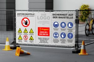 Baustellenplane mit Platz für Logo und weitere Kontaktdaten